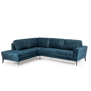 Stamford sofa med Open End - 252 x 209 cm. - Velour stof Adore Petrol - Venstre - Set forfra